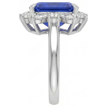 7 Carat Blue Asscher Sapphire Natural Earth Mined Diamond Ring