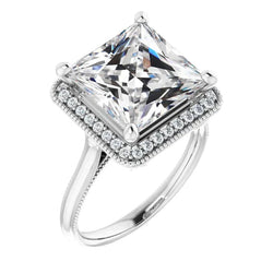 7 Carat Princess Natural Earth Mined Diamond Antique Style Ring