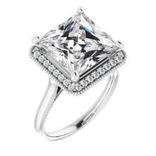 7 Carat Princess Real Diamond Antique Style Ring