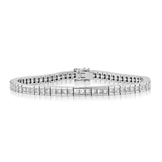 7 Carat Princess Real Diamonds Tennis Bracelet White Gold