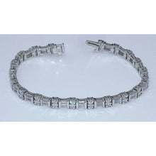 7 Carat Real Diamonds Tennis Bracelet Baguettes And Round 14K White Gold