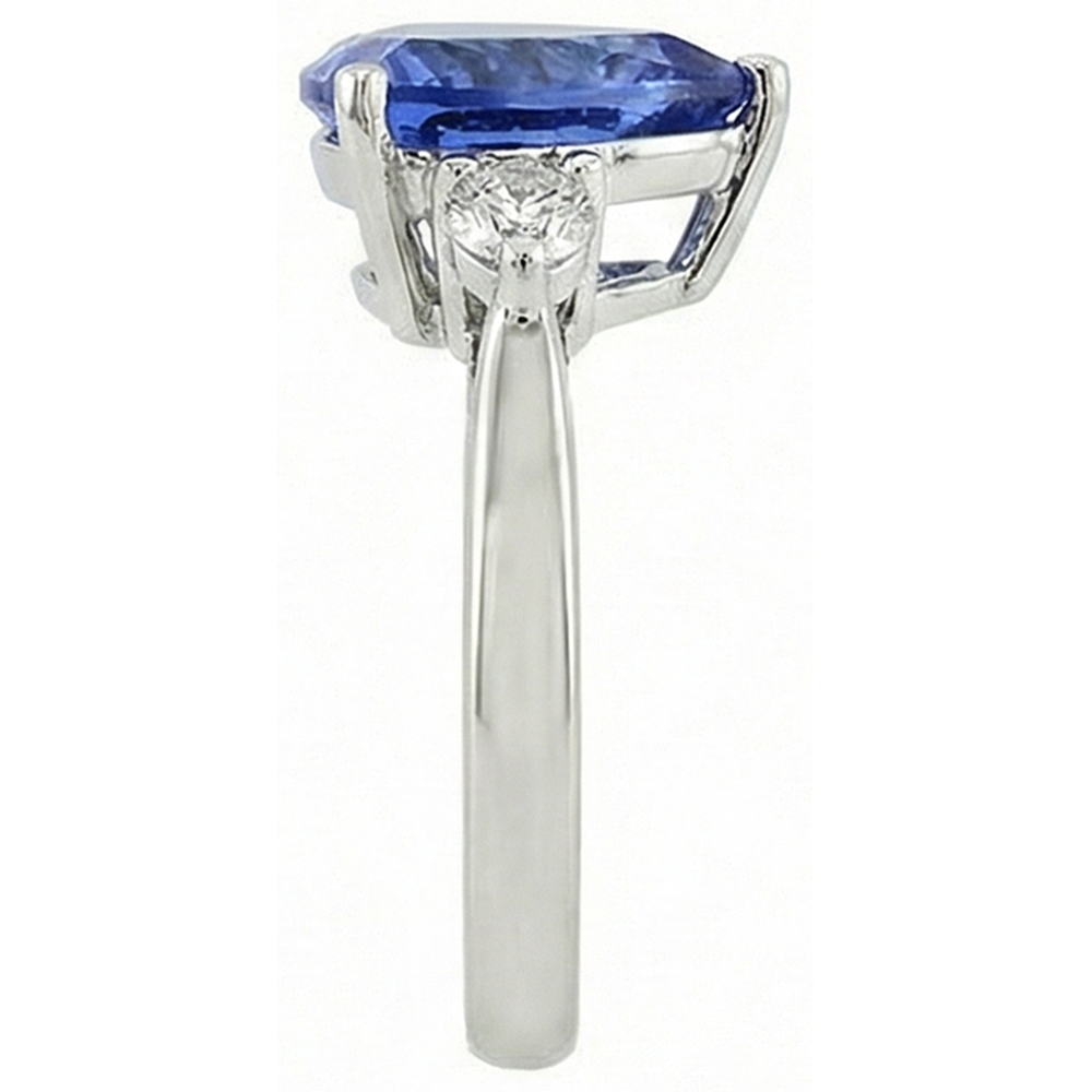 7 Carat Tanzanite & Natural Earth Mined DIAMOND ( NOT LAB GROWN ) Three Stone Ring White Gold 14K