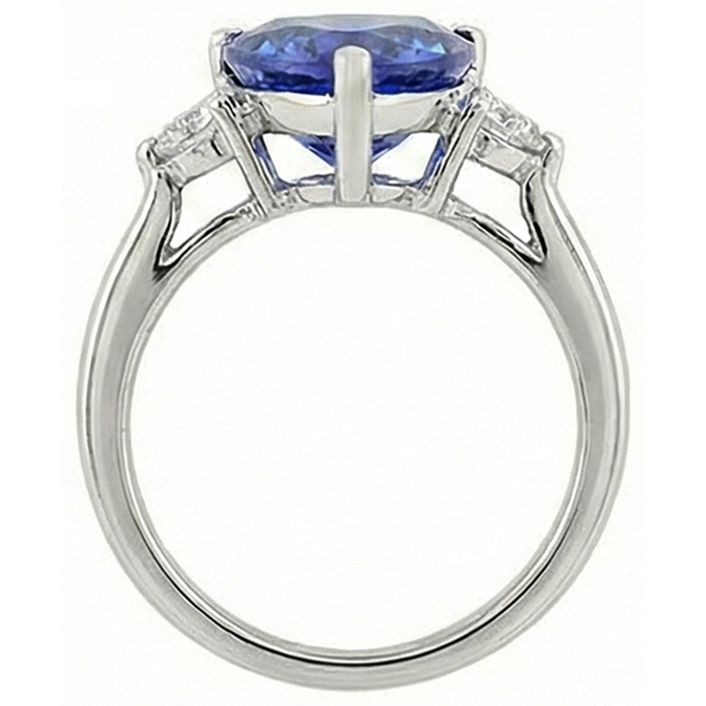7 Carat Tanzanite & Natural Earth Mined DIAMOND ( NOT LAB GROWN ) Three Stone Ring White Gold 14K