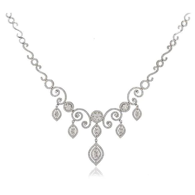 7 Carats Beautiful Jewelry Women Real Diamond Necklace And Earrings Set