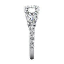 7 Carats Cushion Real Diamond Gold Engagement Ring With Accents