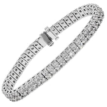 7 Carats Double Row Round Cut Genuine Diamonds Bracelet White Gold 14K