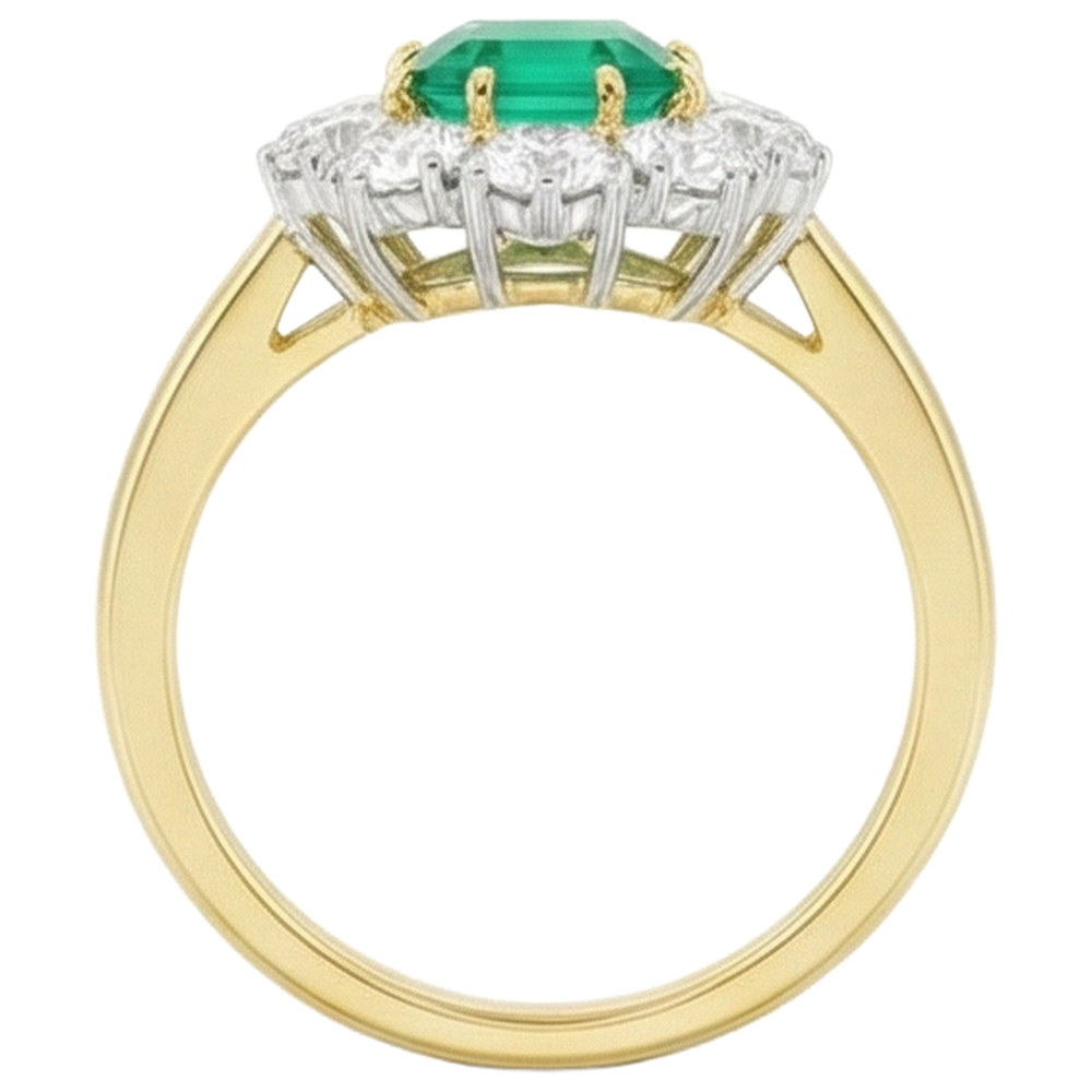 7 Carats Green Emerald Natural Earth Mined Diamond Wedding Ring Gold 14K