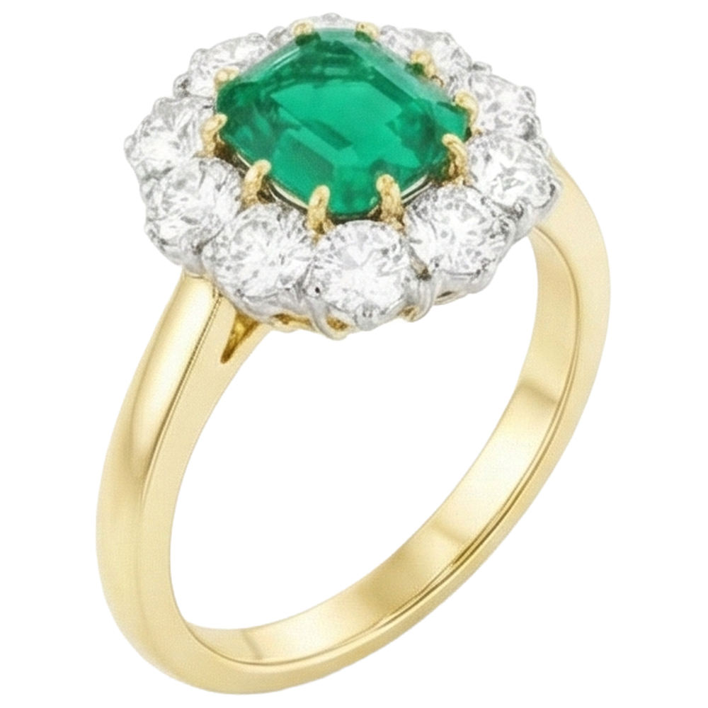 7 Carats Green Emerald Natural Earth Mined Diamond Wedding Ring Gold 14K