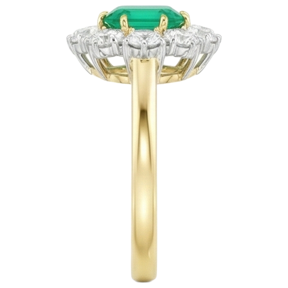 7 Carats Green Emerald Natural Earth Mined Diamond Wedding Ring Gold 14K