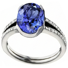 7 Carats Oval Tanzanite Natural Earth Mined DIAMOND ( NOT LAB GROWN )s Engagement Ring White Gold 14K