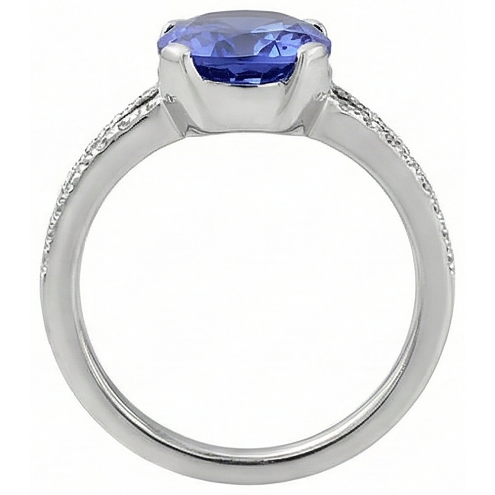 7 Carats Oval Tanzanite Natural Earth Mined DIAMOND ( NOT LAB GROWN )s Engagement Ring White Gold 14K