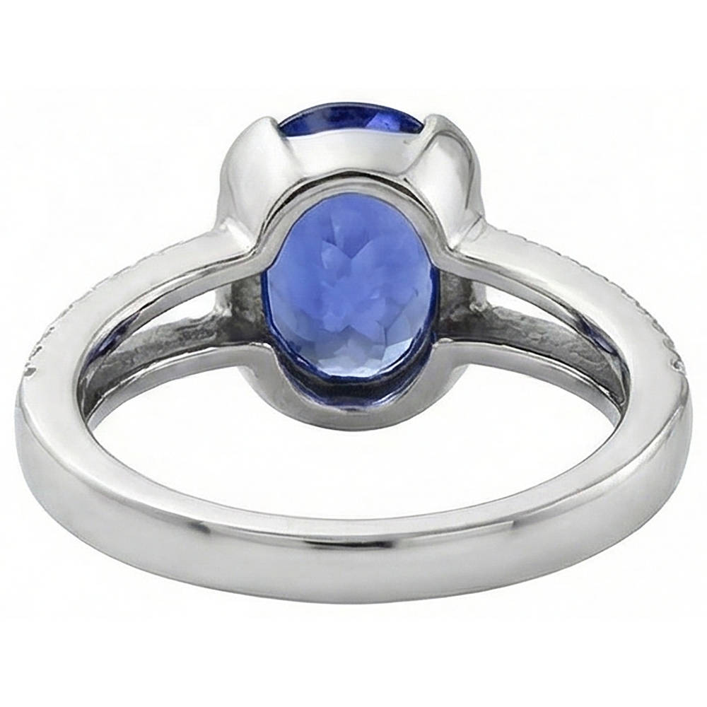 7 Carats Oval Tanzanite Natural Earth Mined DIAMOND ( NOT LAB GROWN )s Engagement Ring White Gold 14K