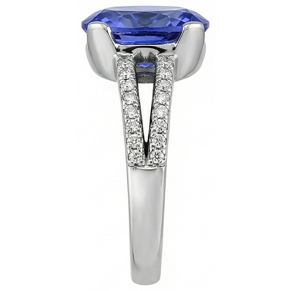 7 Carats Oval Tanzanite Natural Earth Mined DIAMOND ( NOT LAB GROWN )s Engagement Ring White Gold 14K