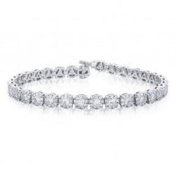 7 Carats Prong Set Round Real Diamond Tennis Bracelet Solid White Gold