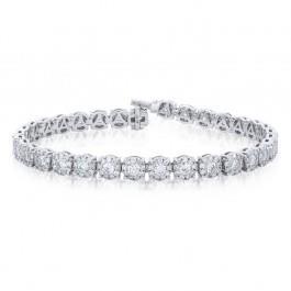 7 Carats Prong Set Round Real Diamond Tennis Bracelet Solid White Gold