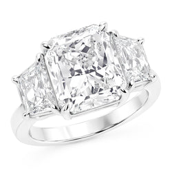 7 Carats Radiant Natural Earth Mined Diamond 3 Stone Engagement Ring Gold White