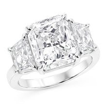 7 Carats Radiant Natural Earth Mined Diamond 3 Stone Engagement Ring Gold White