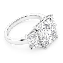 7 Carats Radiant Natural Earth Mined Diamond 3 Stone Engagement Ring Gold White