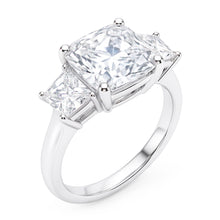7 Carats Radiant & Trapezoid Natural Earth Mined Diamond Three Stone Ring