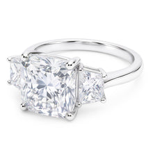 7 Carats Radiant & Trapezoid Natural Earth Mined Diamond Three Stone Ring