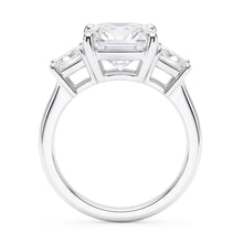7 Carats Radiant & Trapezoid Natural Earth Mined Diamond Three Stone Ring