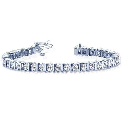 7 Carats Round Real Diamond Tennis Bracelet White Gold 14K