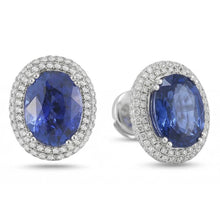 7 Carats Sapphire And IGI CERTIFIED Diamonds Women Studs Earring White Gold 14K