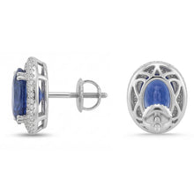 7 Carats Sapphire And IGI CERTIFIED Diamonds Women Studs Earring White Gold 14K