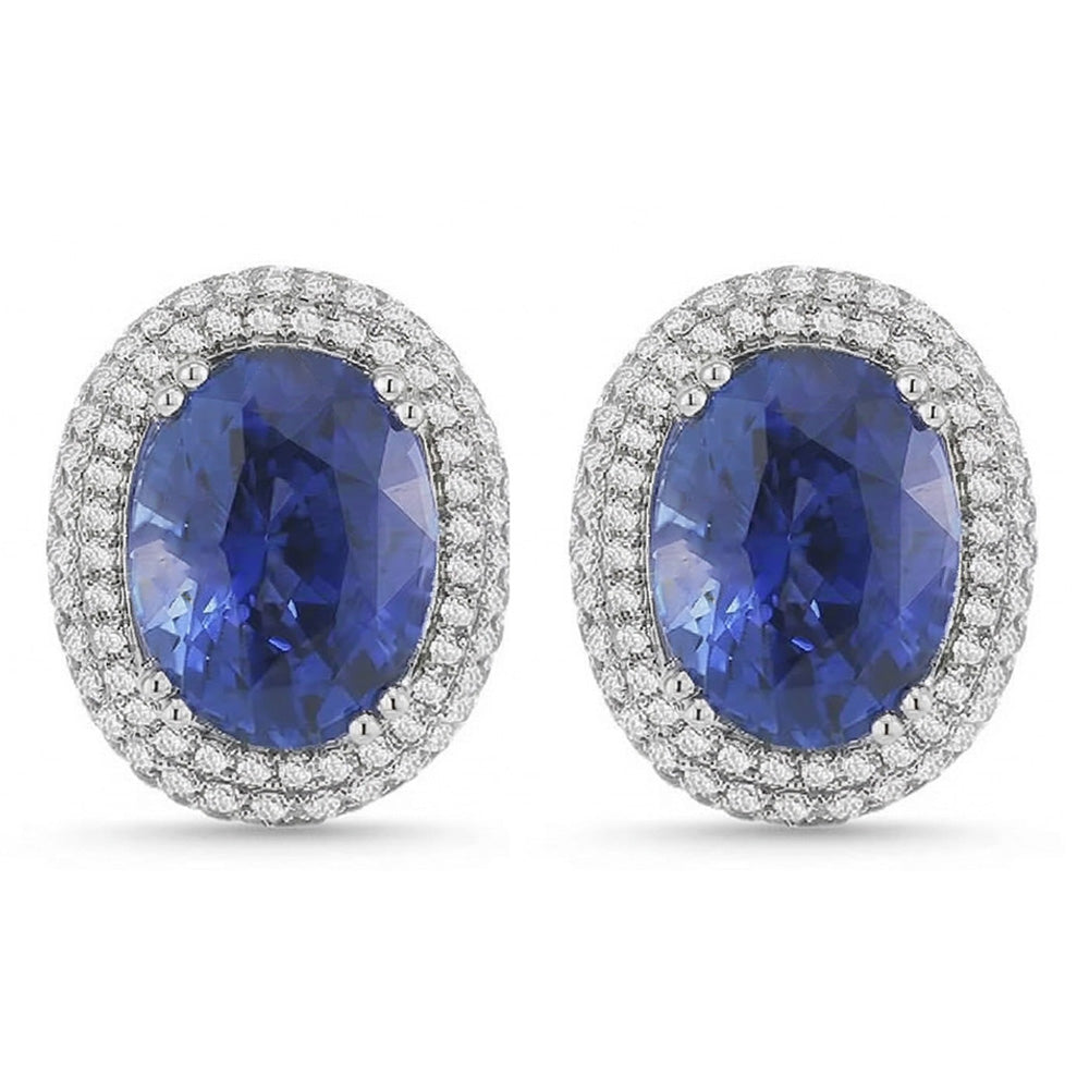 natural round sapphire 7ct earring front view