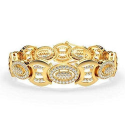 7 Carats Small Round Cut Natural Diamonds Men's Bracelet Gold Yellow 14K