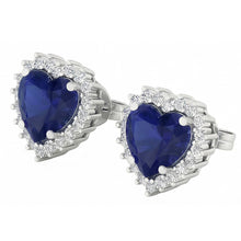 7 Ct Blue Sapphire & Round Natural Earth Mined Diamonds Lady Studs Earring White Gold