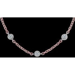 7 Ct Genuine Diamond Necklace Pendant Rose/White Gold New