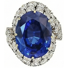 7 Ct Oval Sri Lanka Blue Sapphire And Natural Earth Mined DIAMOND ( NOT LAB GROWN )s Ring White Gold 14K