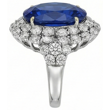 7 Ct Oval Sri Lanka Color Blue Sapphire And IGI CERTIFIED Diamonds Ring White Gold 14K