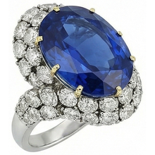 7 Ct Oval Sri Lanka Color Blue Sapphire And IGI CERTIFIED Diamonds Ring White Gold 14K