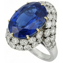 7 Ct Oval Sri Lanka Color Blue Sapphire And IGI CERTIFIED Diamonds Ring White Gold 14K