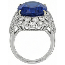7 Ct Oval Sri Lanka Color Blue Sapphire And IGI CERTIFIED Diamonds Ring White Gold 14K