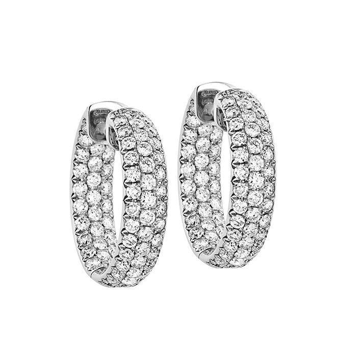 7 Ct Round Brilliant Cut Natural Diamonds Lady Hoop Earrings White Gold