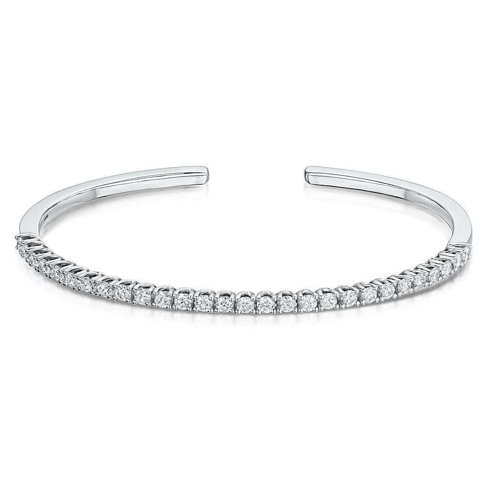 7 Ct Round Cut Genuine Diamond Bangle New 14K White Gold