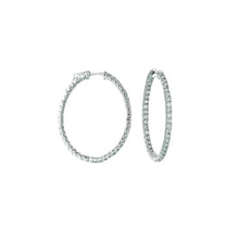 7 Pointer Oval Shape Hoop Earrings 5.46 Carats Genuine Diamond  14K White