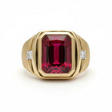 Pigeon Blood Ruby Gentleman's Ring 7.20-ct 10K Yellow Gold – main view
