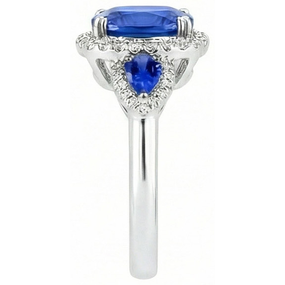 natural round sapphire 7.25ct ring top view