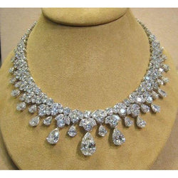 70 Ct Sparkling Mined Diamonds Ladies Necklace White Gold 14K