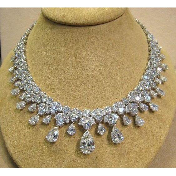 70 Ct Sparkling Genuine Diamonds Ladies Necklace White Gold 14K