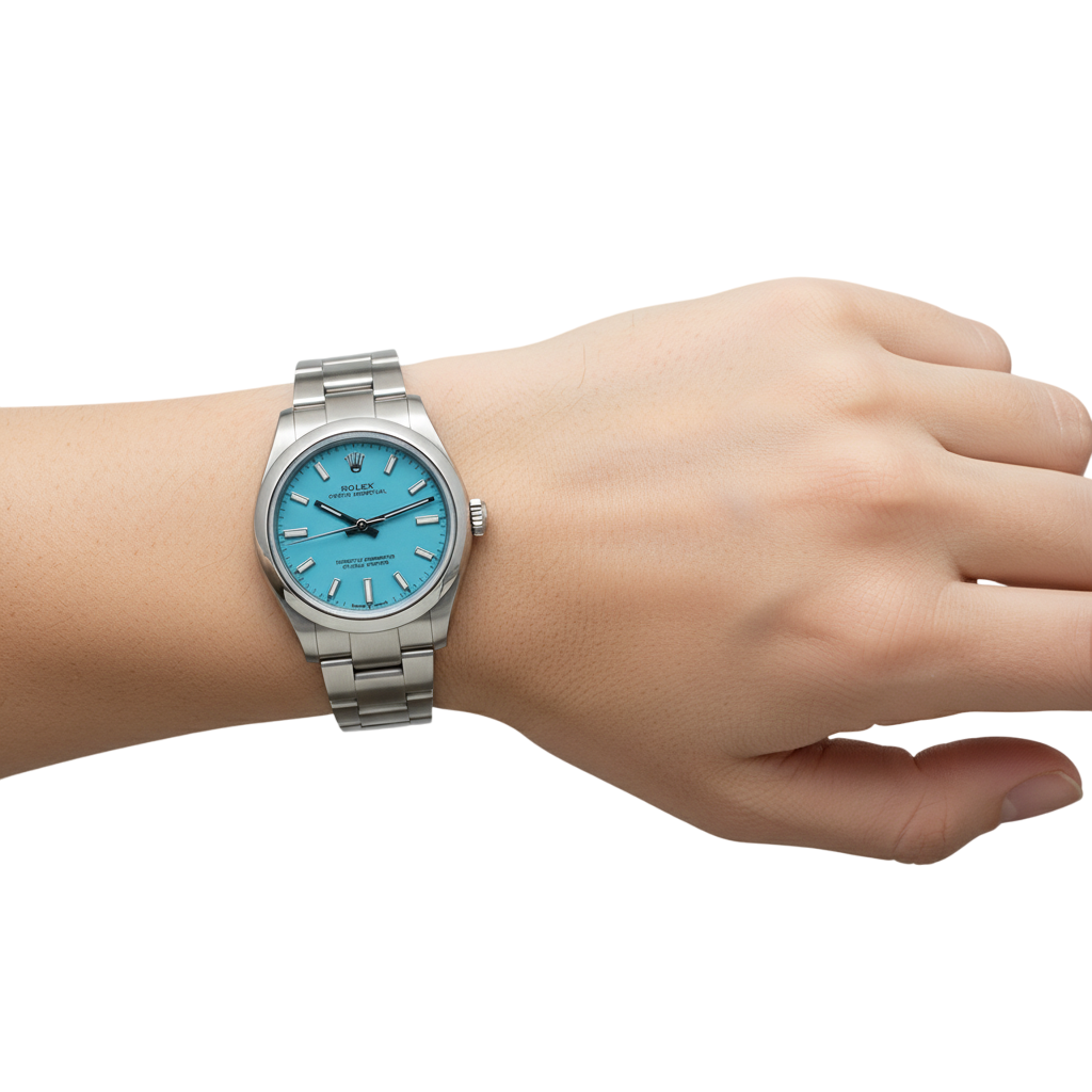 Rolex Ladies Oyster Perpetual 31mm Tiffany Luminous Dial Steel Watch