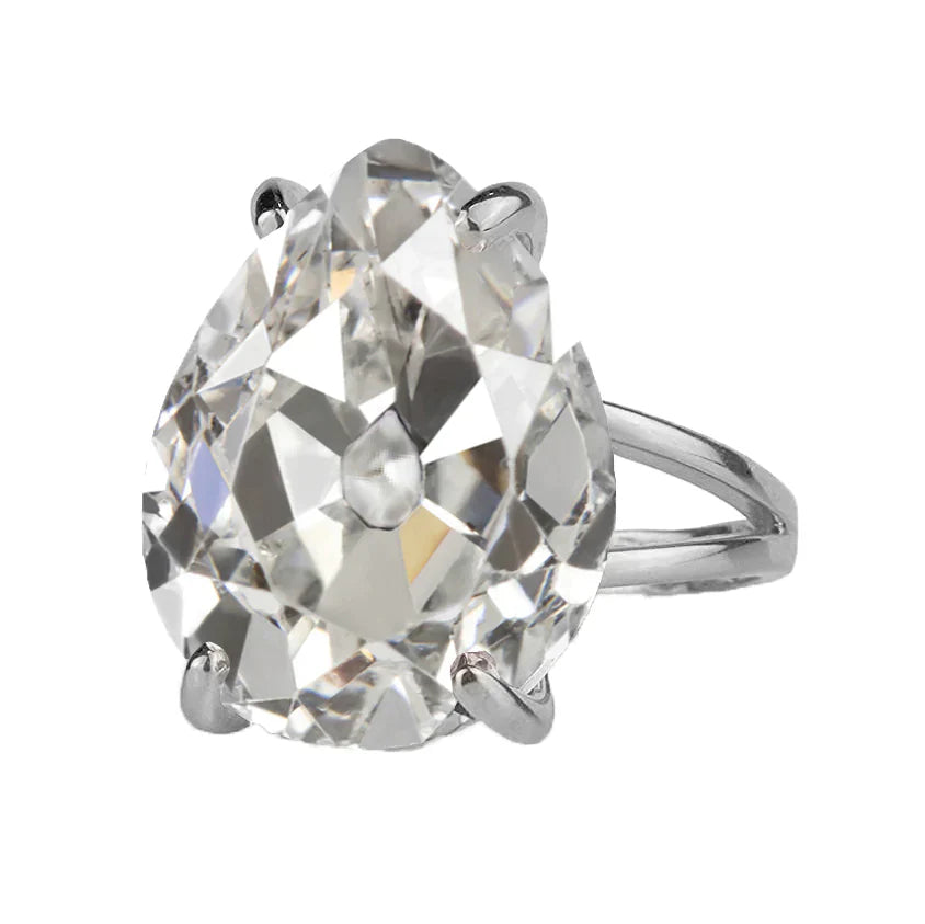 Diamond Old Mine Cut Solitaire Engagement Ring in 14K White Gold – main view