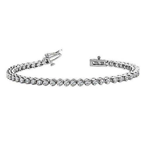 7.05 Carats Prong Set Round Cut Real Diamond Tennis Bracelet White Gold