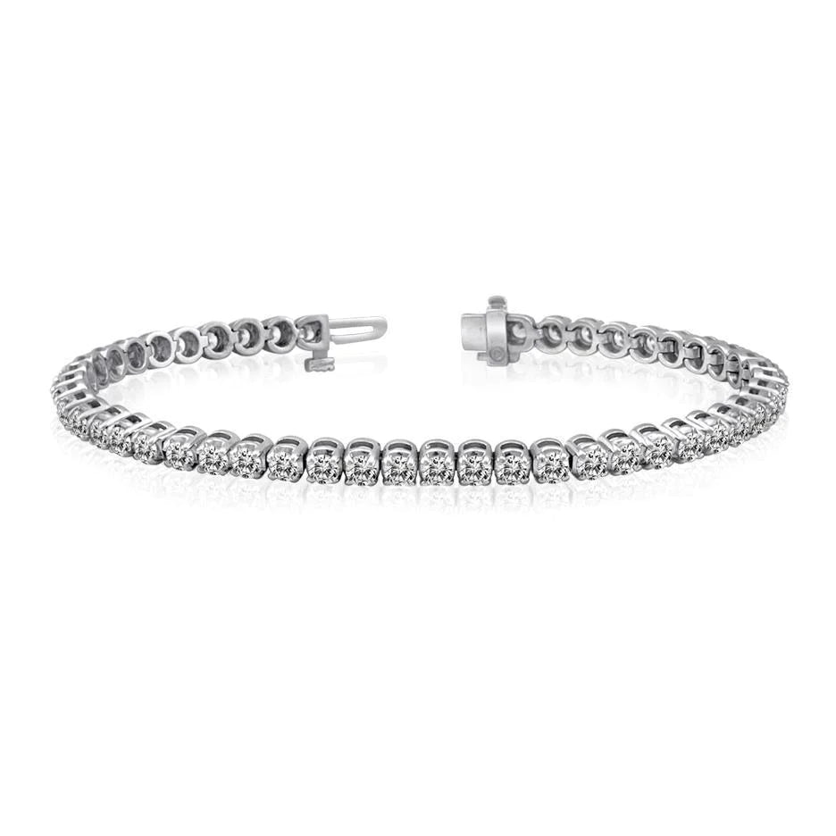 7.20 Carats Round Cut Natural Diamond Tennis Bracelet White Gold Fine Jewelry