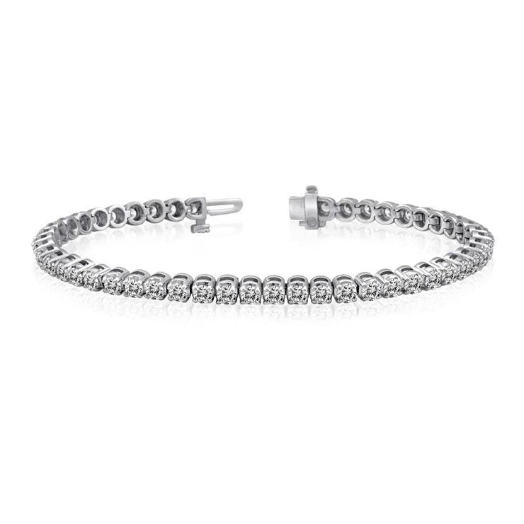 7.20 Carats Round Real Diamond Tennis Bracelet White Gold Jewelry