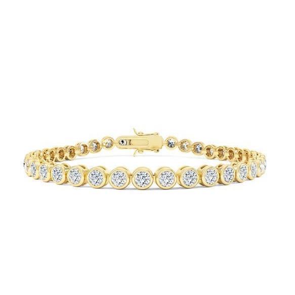 7.20 Carats Sparkling Bezel Set Real Diamonds Tennis Bracelet